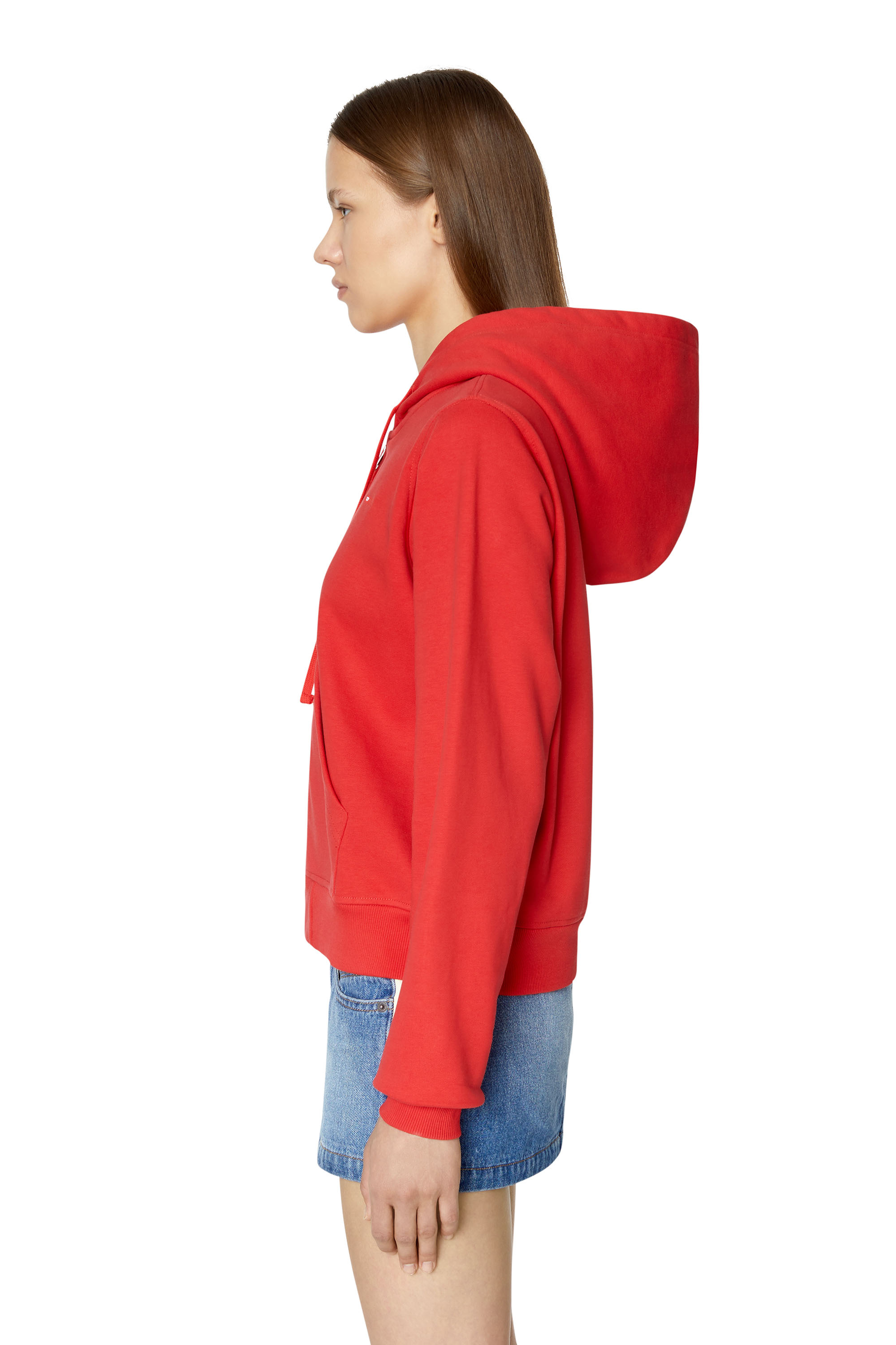 Diesel - F-REGGY-HOOD-ZIP-MICRODIV, Woman Hoodie with embroidered micro logo in Red - Image 6