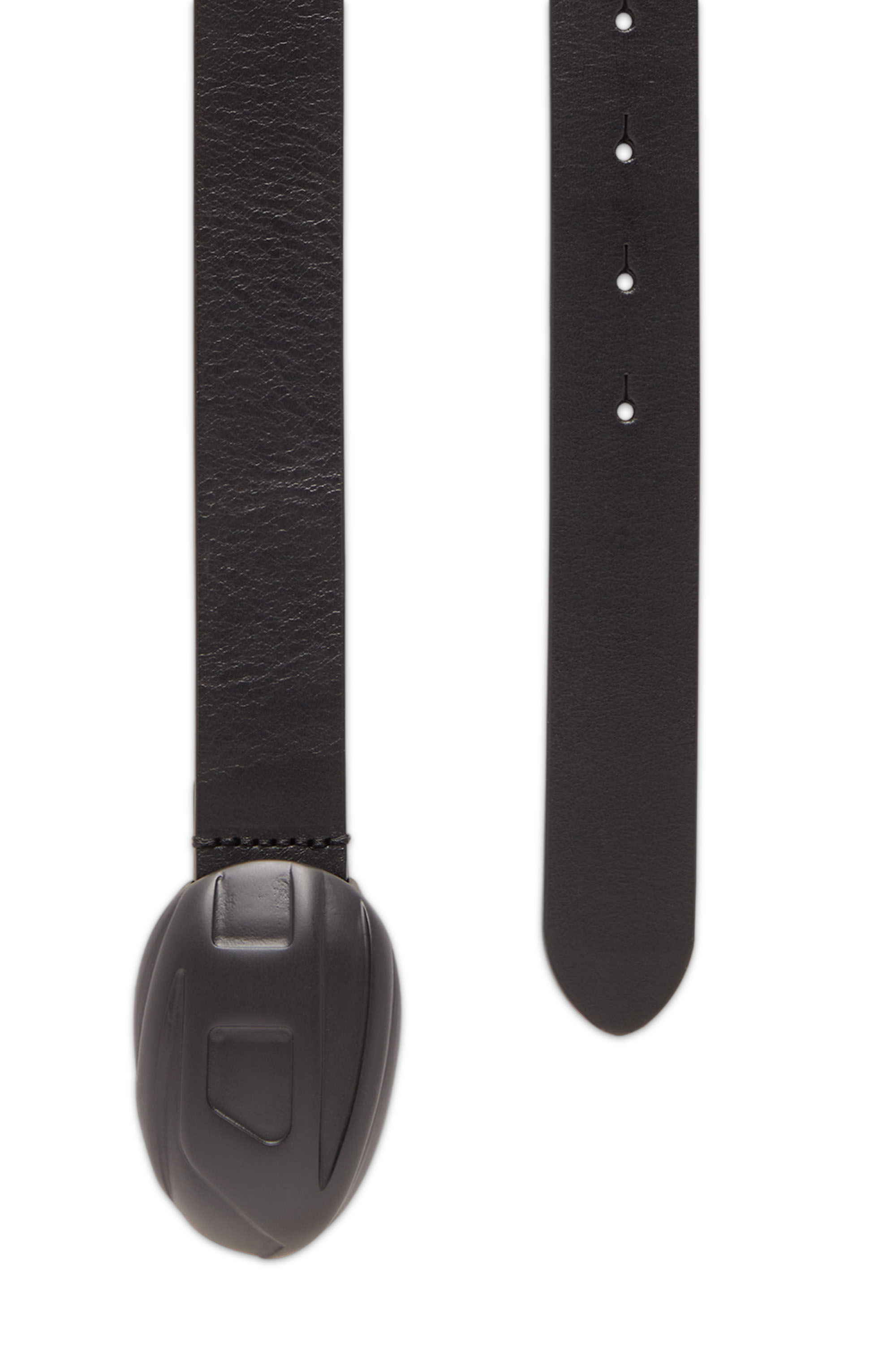 Diesel - B-1DR-POD, Man Leather belt with oval D buckle in Black - Image 2