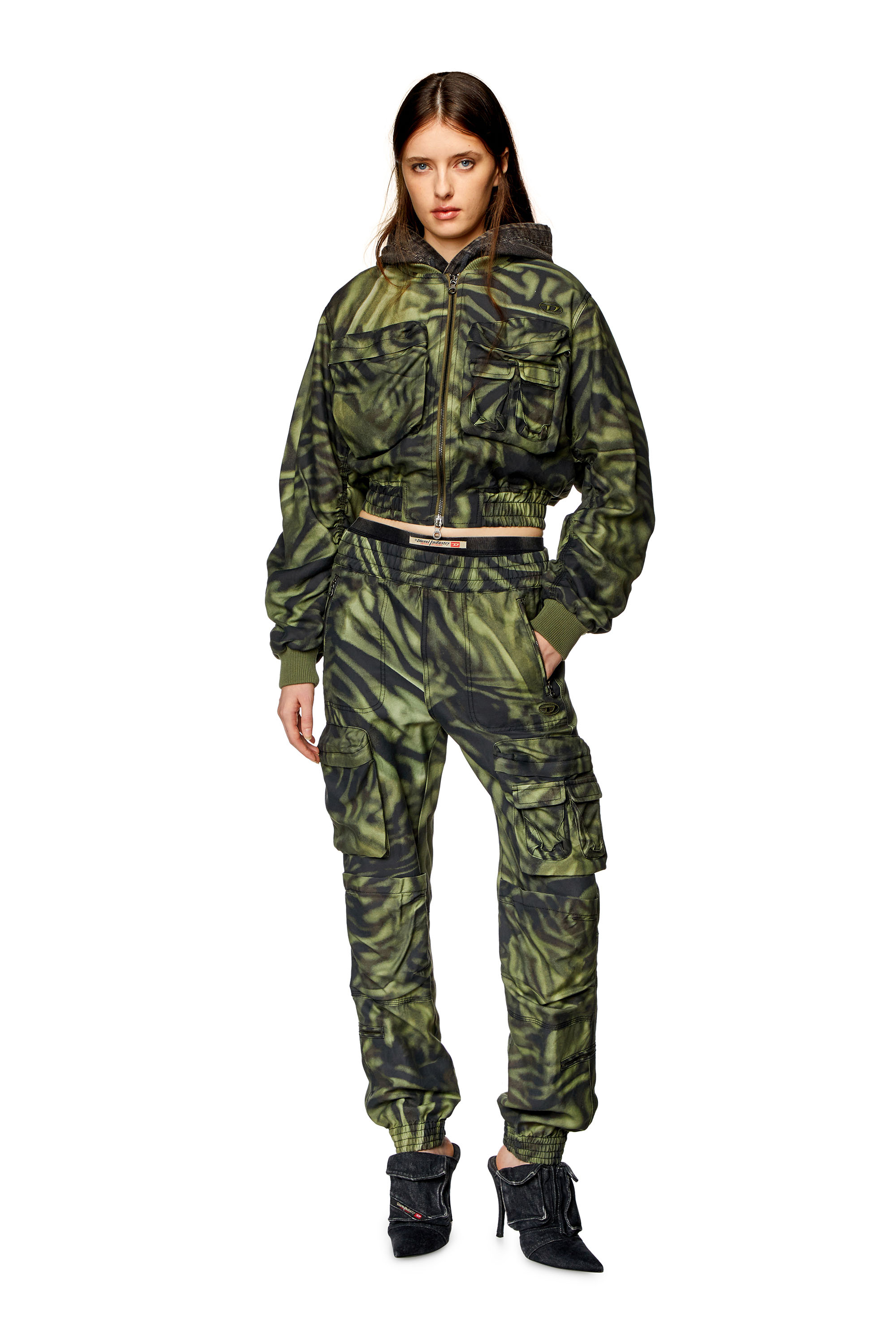 Diesel - P-MIROW, Woman Cargo pants in zebra-camo twill in Multicolor - Image 2