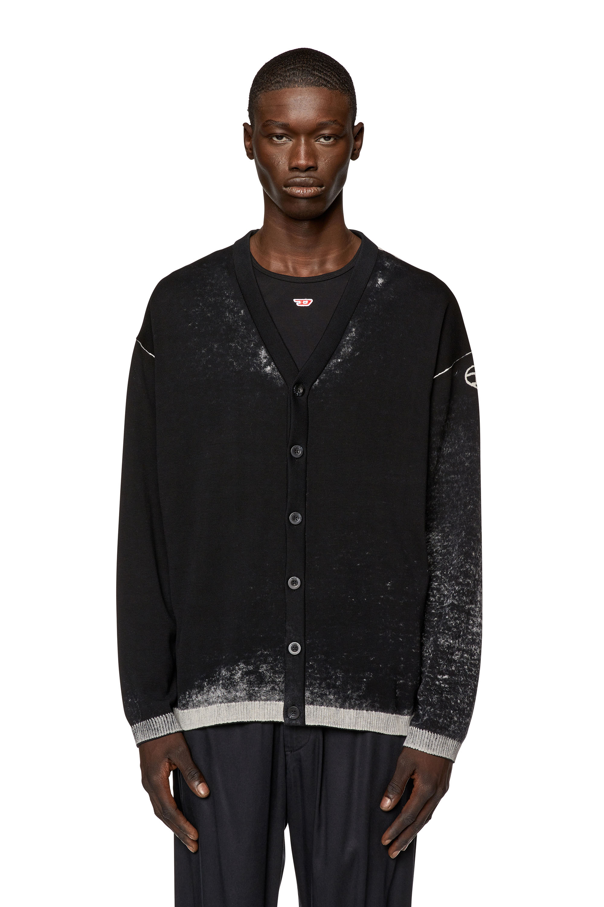 Diesel - K-LARENCE-CARDIGAN-B, Man Reverse-print cotton cardigan in Black - Image 6