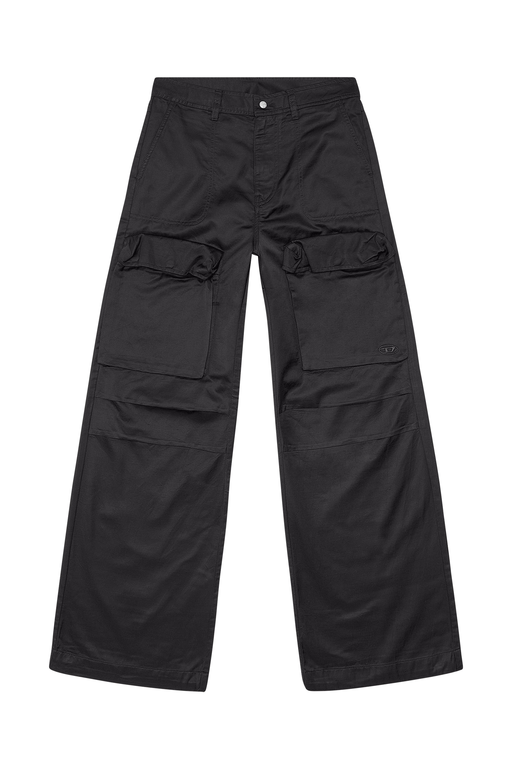 Diesel - P-MALVAROSA-NEW, Woman Cargo pants in slub satin in Black - Image 3