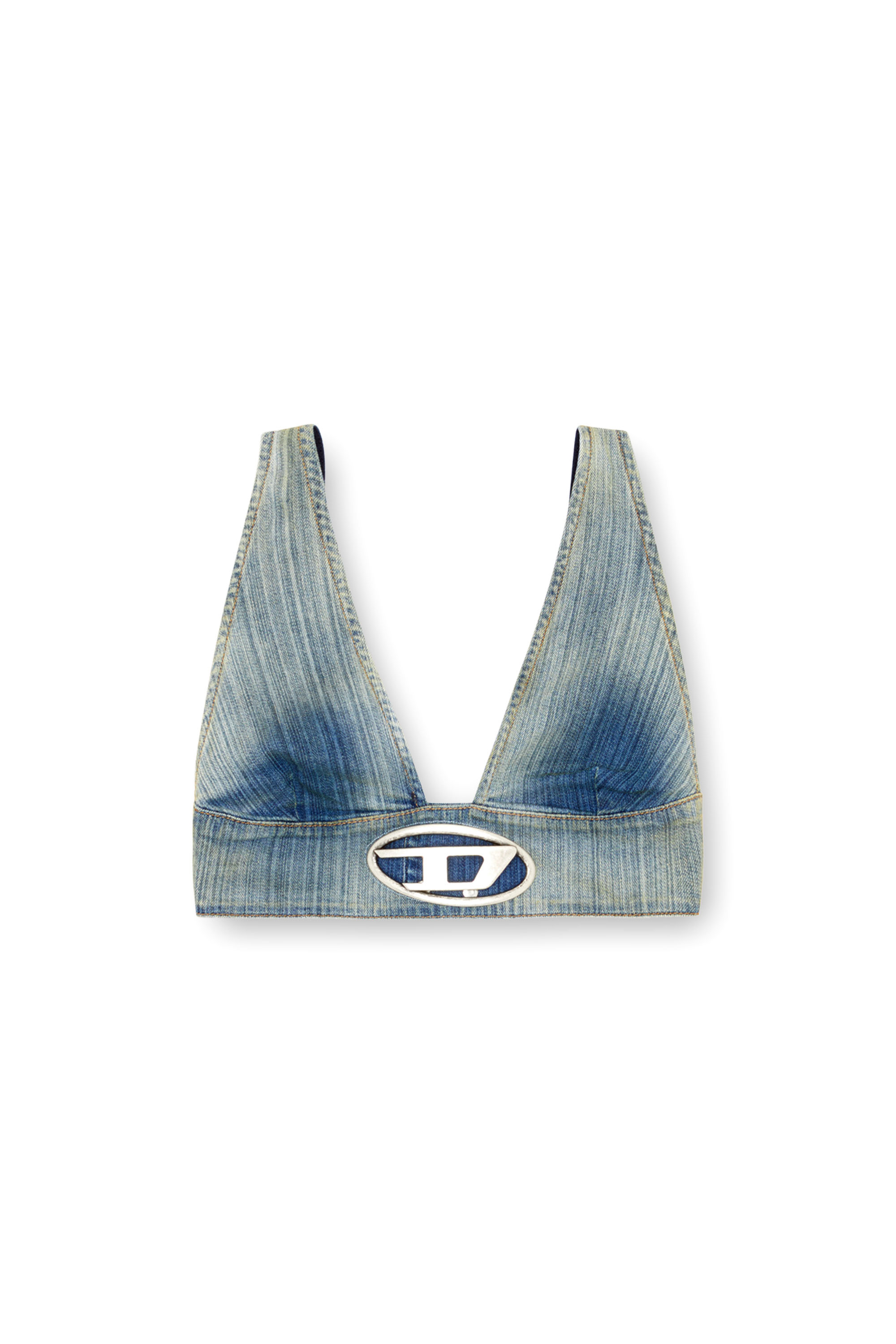 Diesel - DE-ELLY-S, Woman Bra top in streaky heritage denim in Blue - Image 3