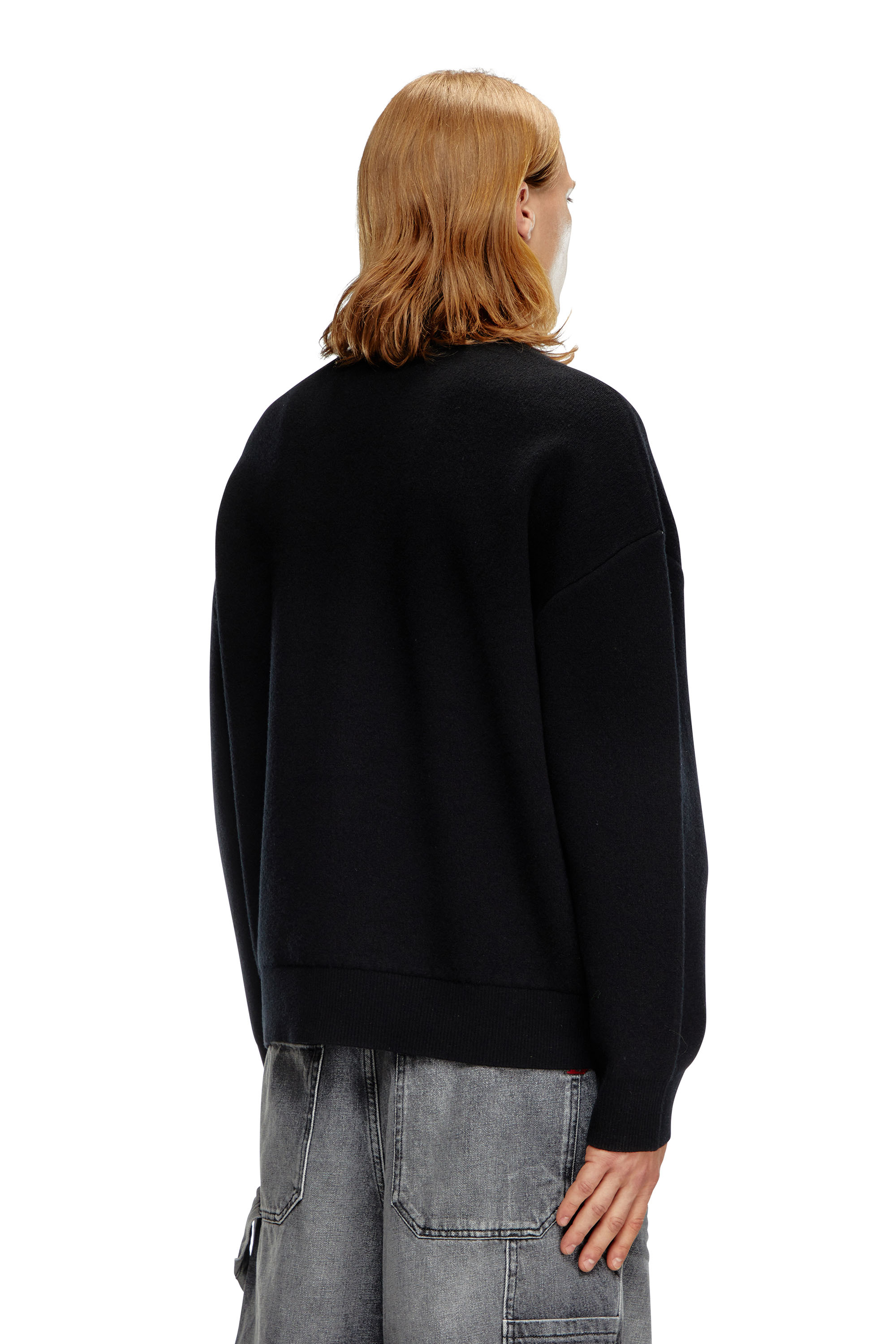 Diesel - K-RALUS, Man Wool-blend zip sweater with graphic logo in Black - Image 4