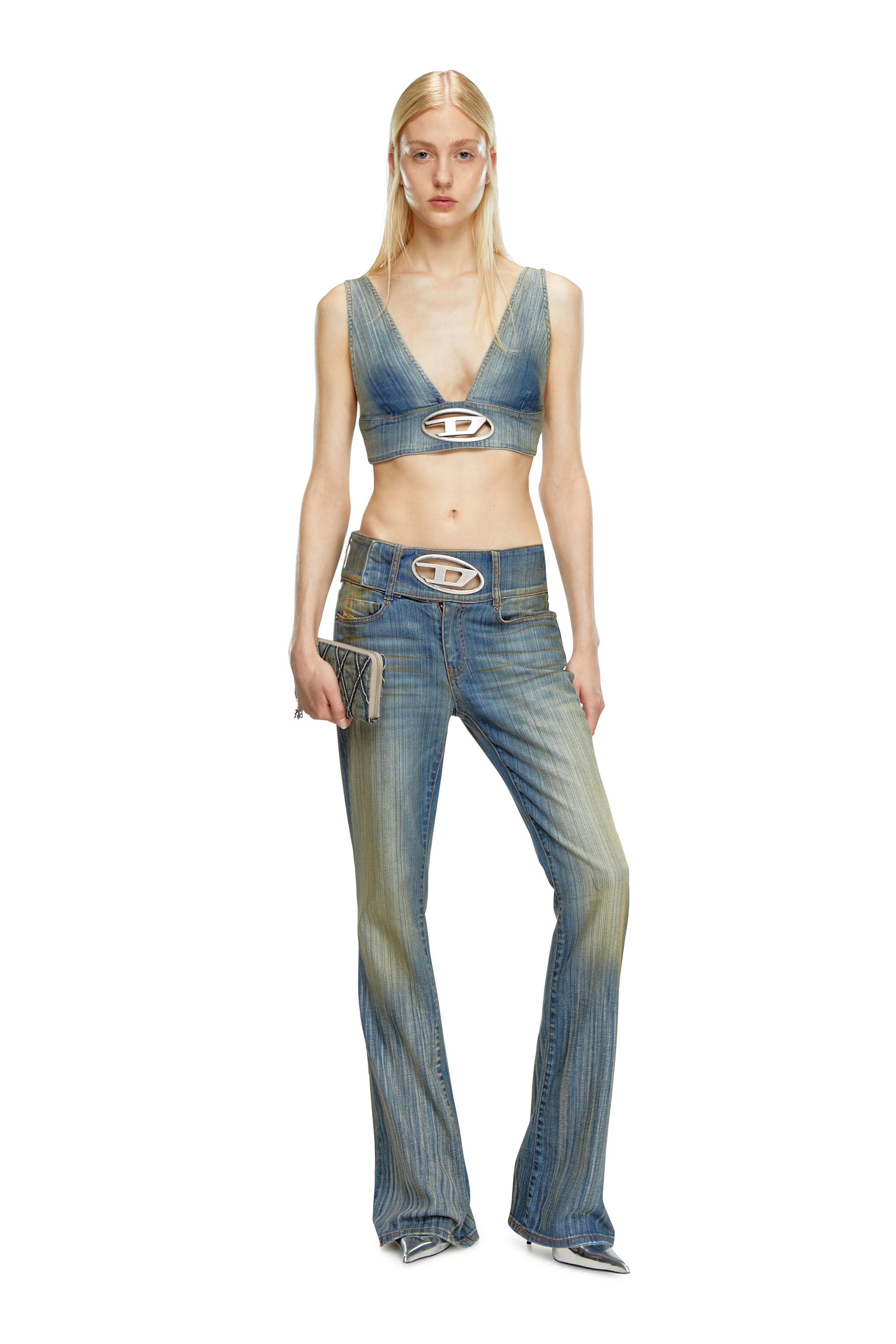 Diesel - DE-ELLY-S, Woman Bra top in streaky heritage denim in Blue - Image 2