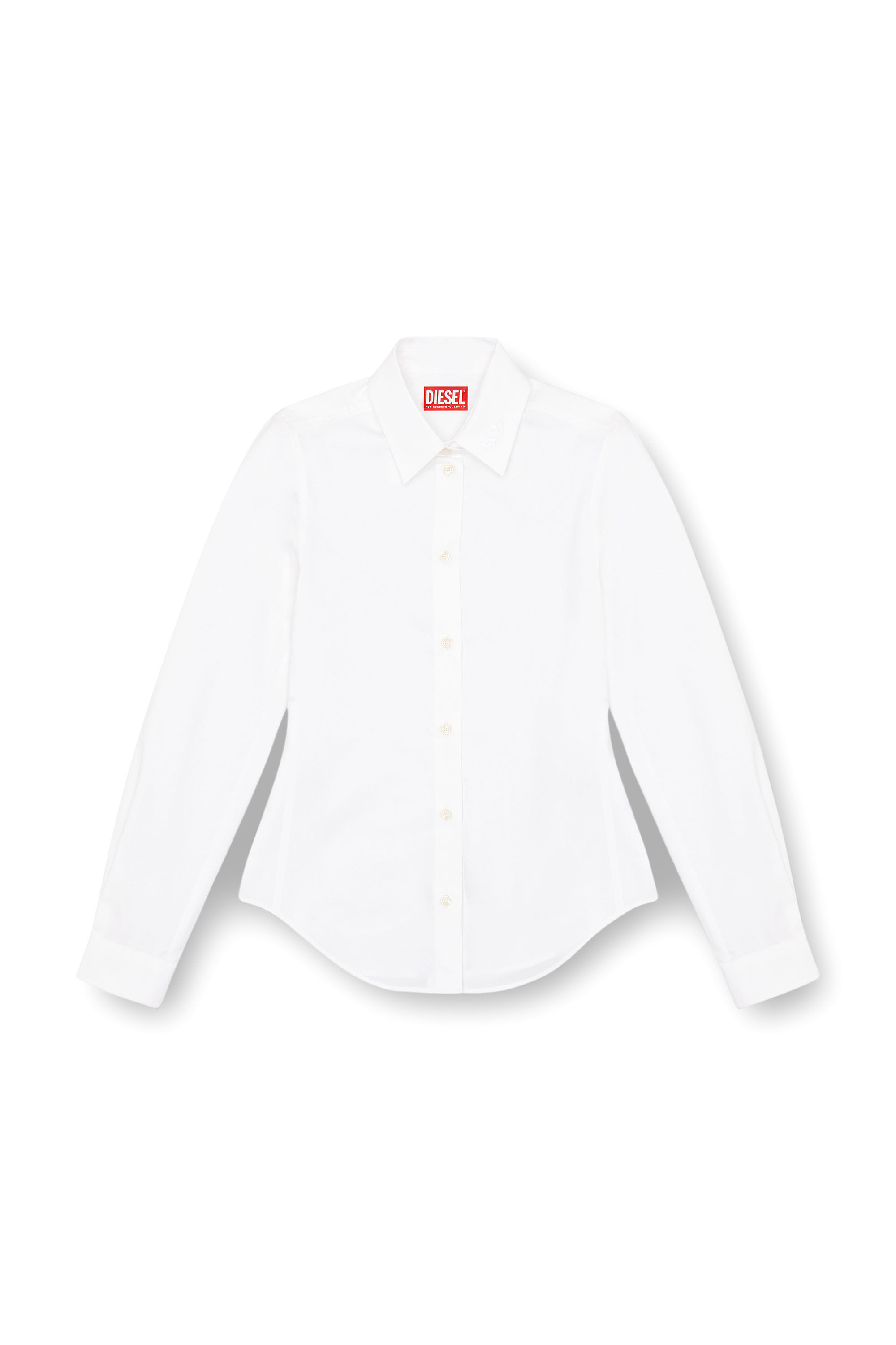 Diesel - C-GISEL-P1, Woman Shirt with logo-embroidered collar in White - Image 2