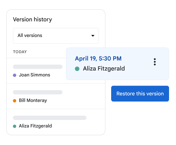 Historique des versions d'un document Google Docs