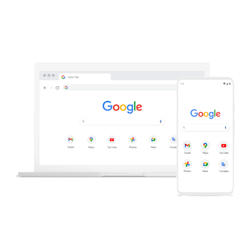 Laptop și telefon cu Chrome