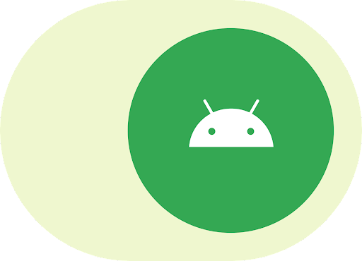 O logotipo do Android posicionado na interface de ativar/desativar.