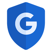 Scut de protecție albastru cu vârf ascuțit și sigla cu litera G majusculă a companiei Google în centru