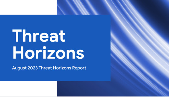 Sampul laporan Threat Horizons bergambar spiral biru