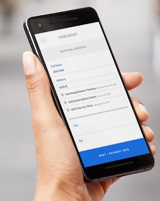 Person filling out a checkout form on their phone, with Autocomplete suggestions