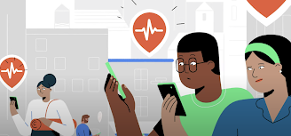 一个缩略图，以插画形式显示一男一女在收到紧急情况通知时拿着手机的画面。