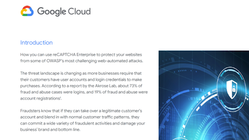 Top 10 use cases for reCAPTCHA Enterprise to defend against OWASP Web-Automated Attacks