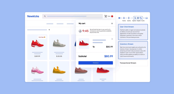 2 つの行に 4 足の靴が表示されているショッピング アプリのスクリーンショット