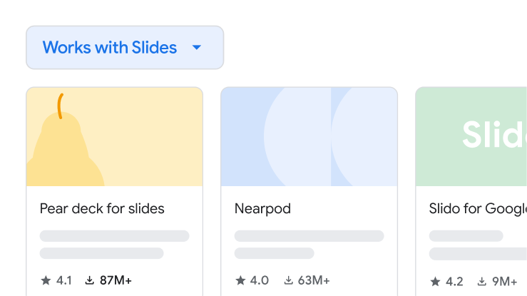 Add-on untuk Google Slide, termasuk Pear Deck, Nearpod, dan Slido.