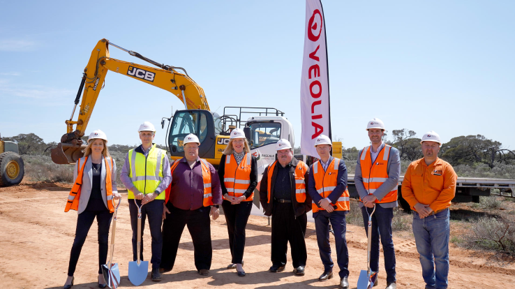 A group of workers at a Veolia construction site. 