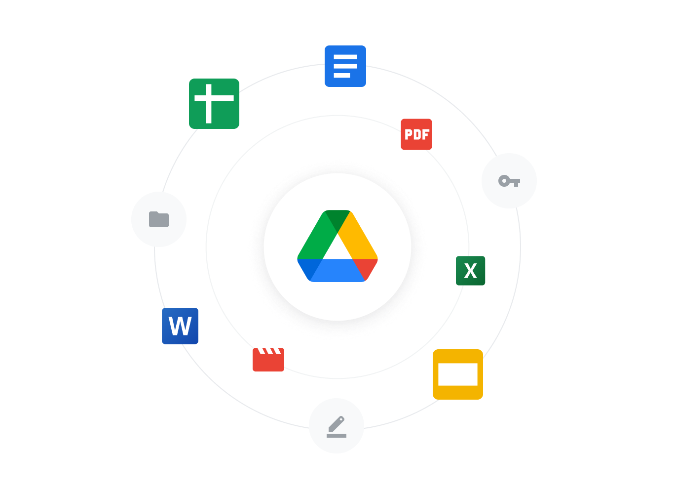 A logo cloud of popular Google Workspace products