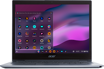 ハイ コントラストを切り替えると、同じ Chromebook の画面が色が反転して表示されます。