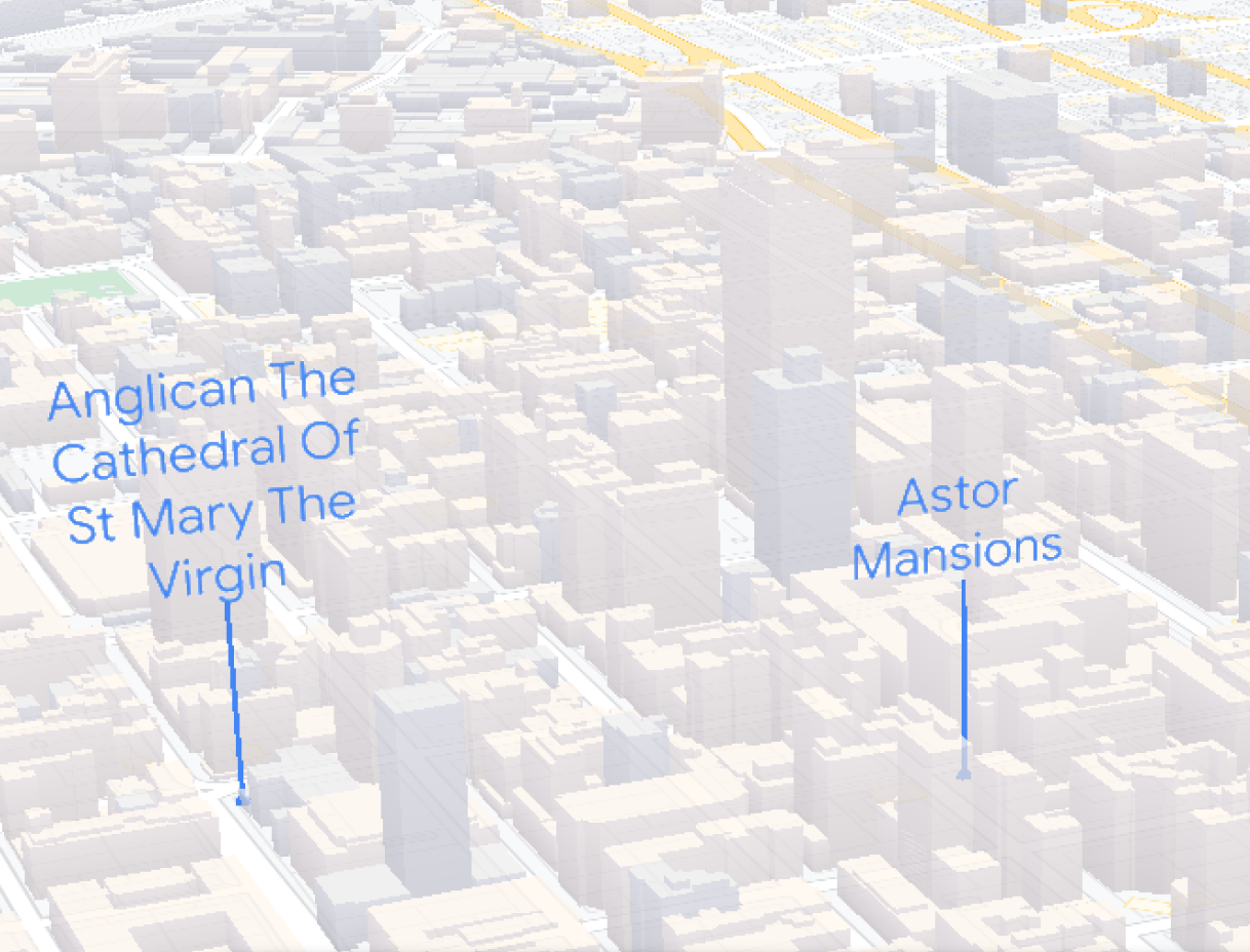 Animazione di una mappa 3D di New York