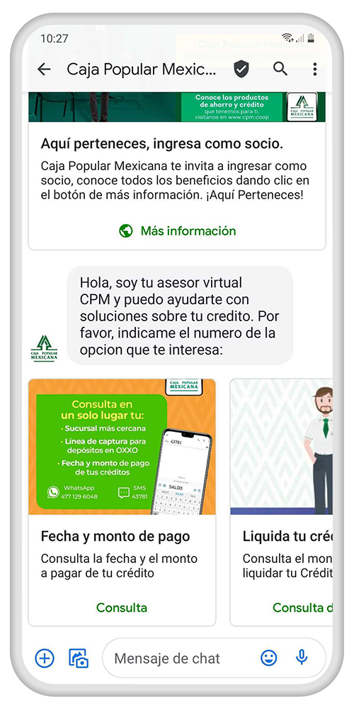 Mobile messages help customers interact with a virtual agent to explore their credit options.