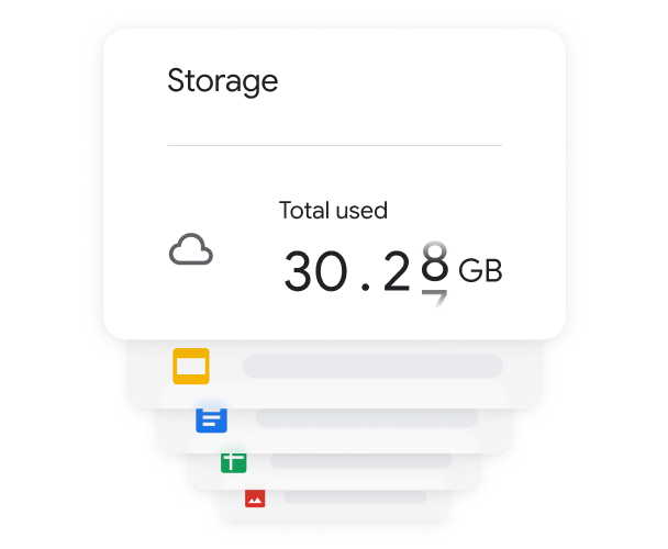 Indicating 30 gigabytes of storage used in Google Workspace