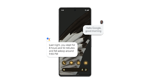 Brug af Google Assistent på en Android-telefon til at konfigurere en morgenrutine, der læser antallet af timer, du sov natten før, op.