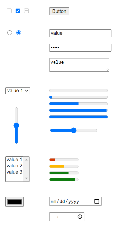 Form controls as they appear after the redesign. The styles are much more consistent.