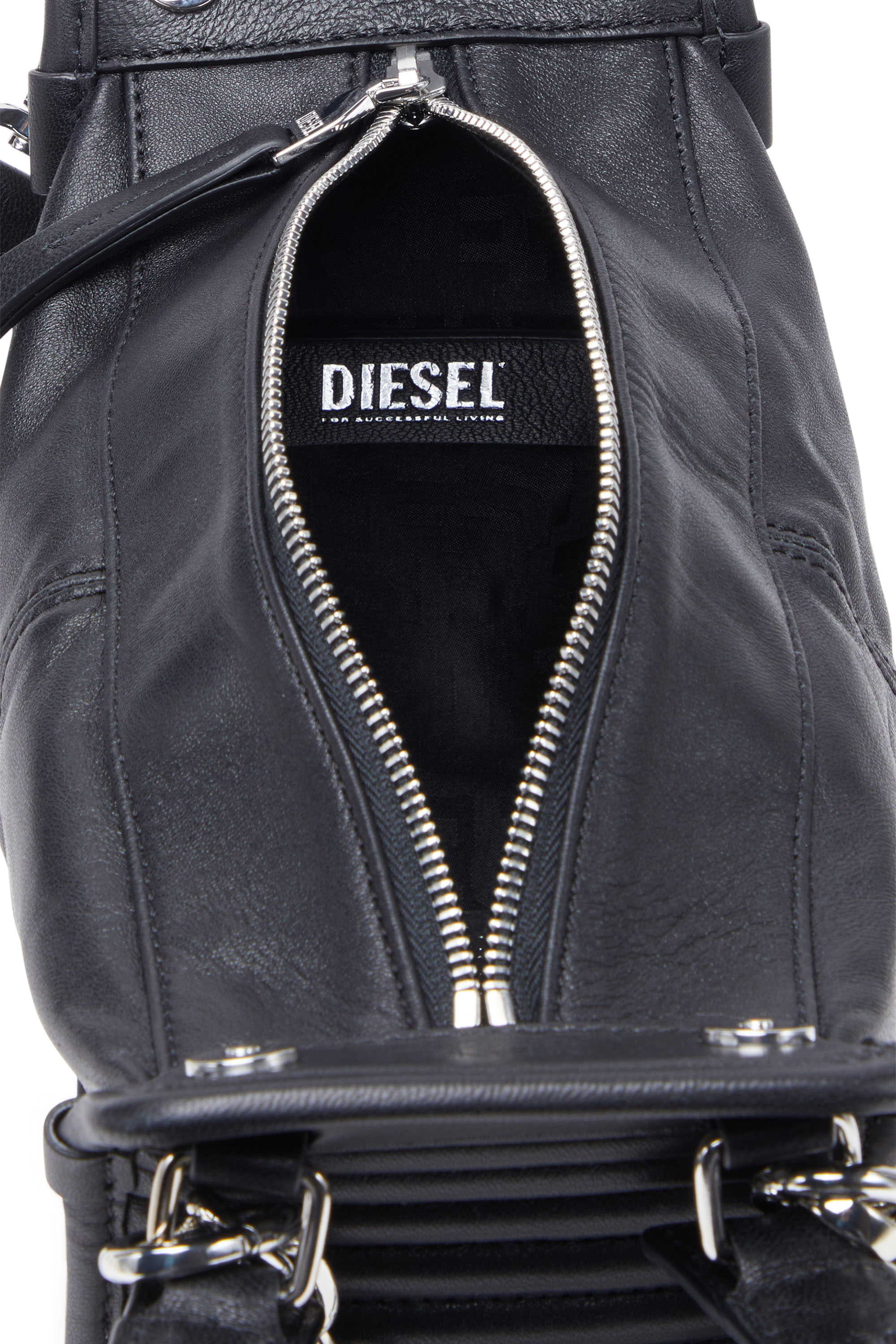 Diesel - D-VINA-RR XS, Woman D-Vina-RR XS - Handbag in leather in Black - Image 4