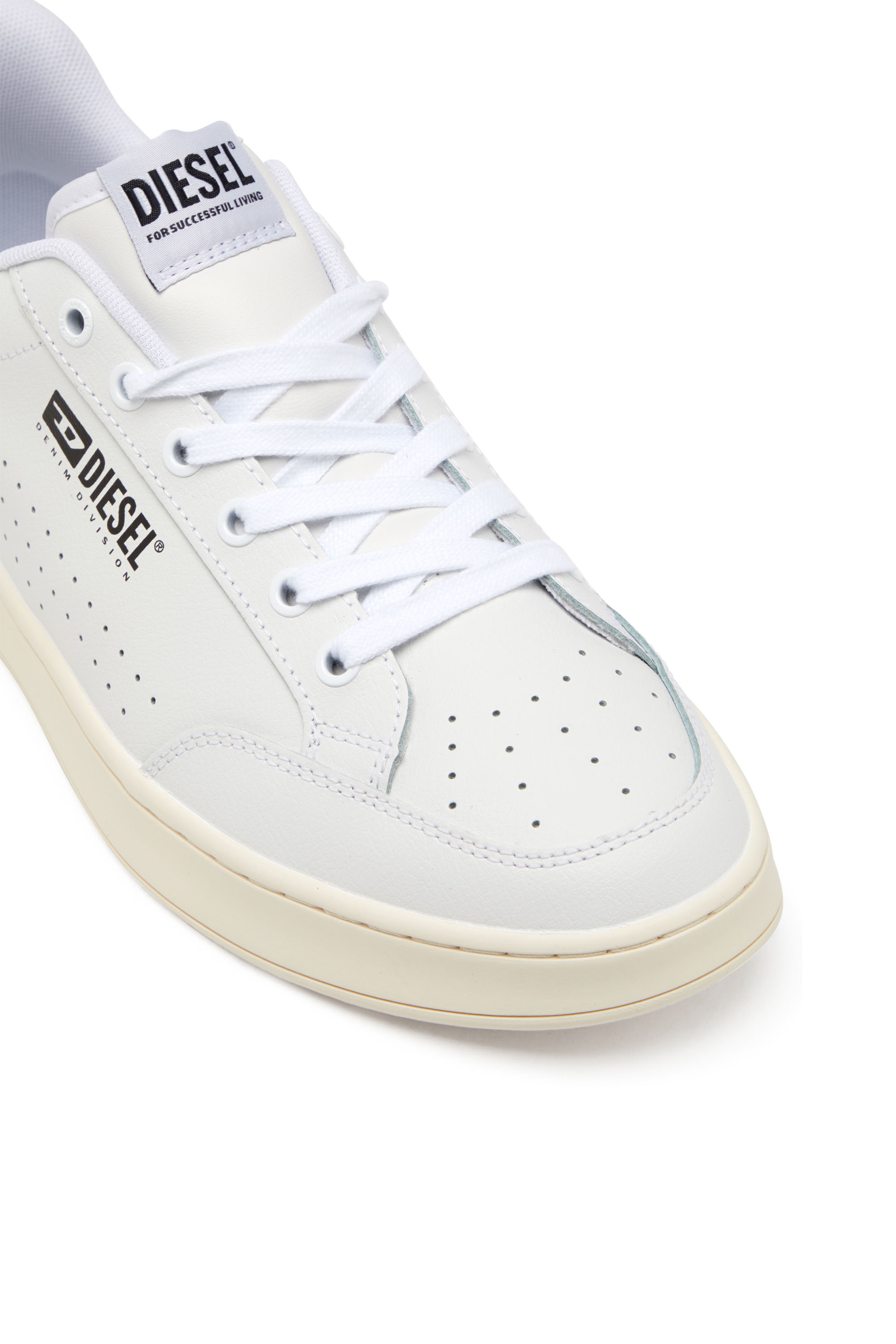 Diesel - S-ATHENE VTG, Man's S-Athene-Retro sneakers in perforated leather in White/Black - 6