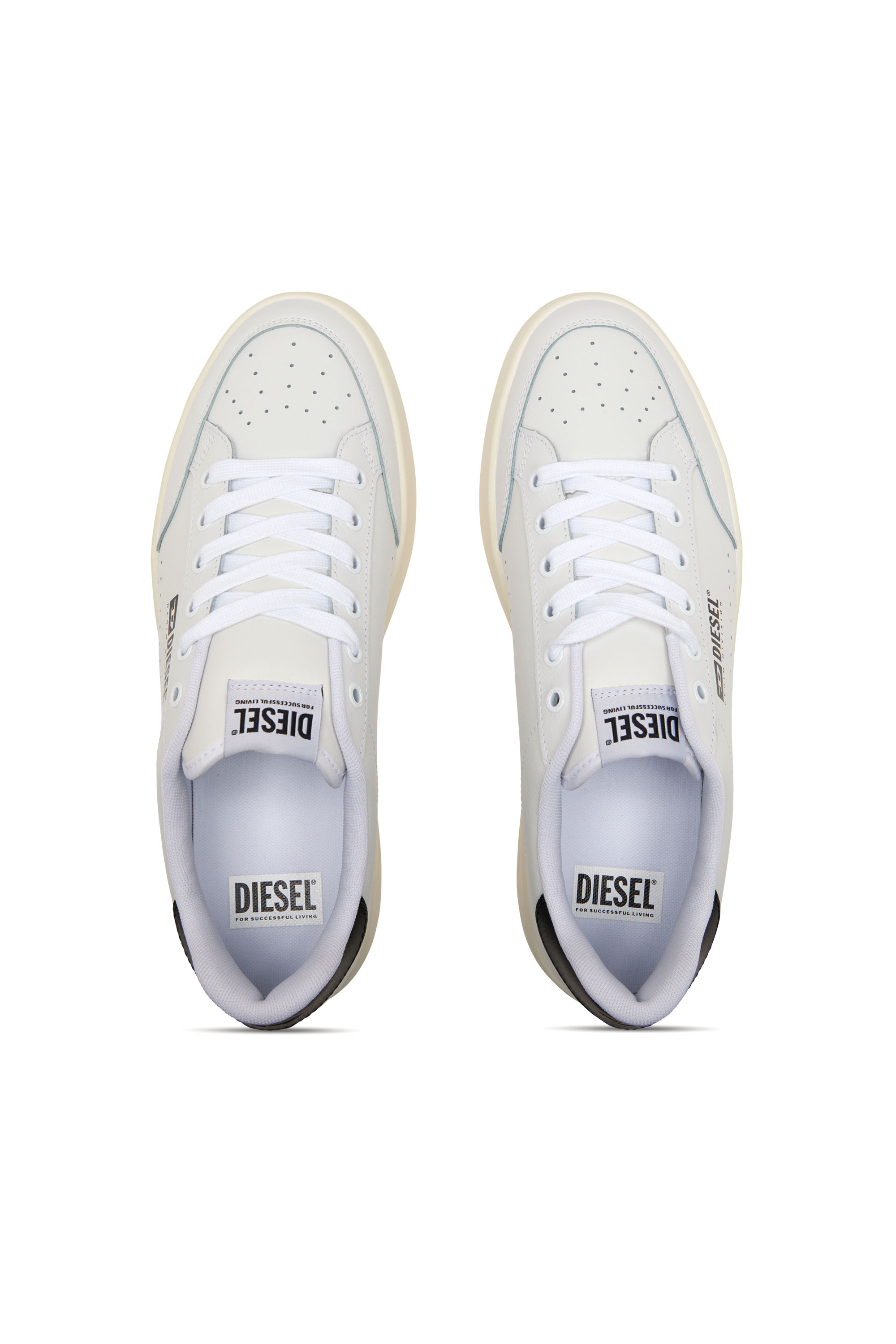 Diesel - S-ATHENE VTG, Man's S-Athene-Retro sneakers in perforated leather in White/Black - 5