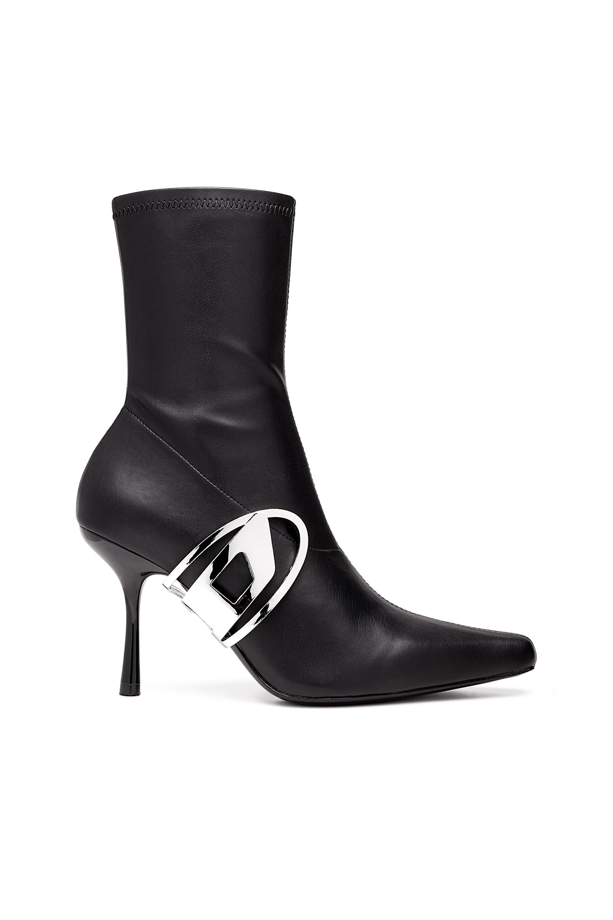 Diesel - D-ECLIPSE BT, Woman D-Eclipse BT - Stiletto boots with oval D plaque in Black - Image 1