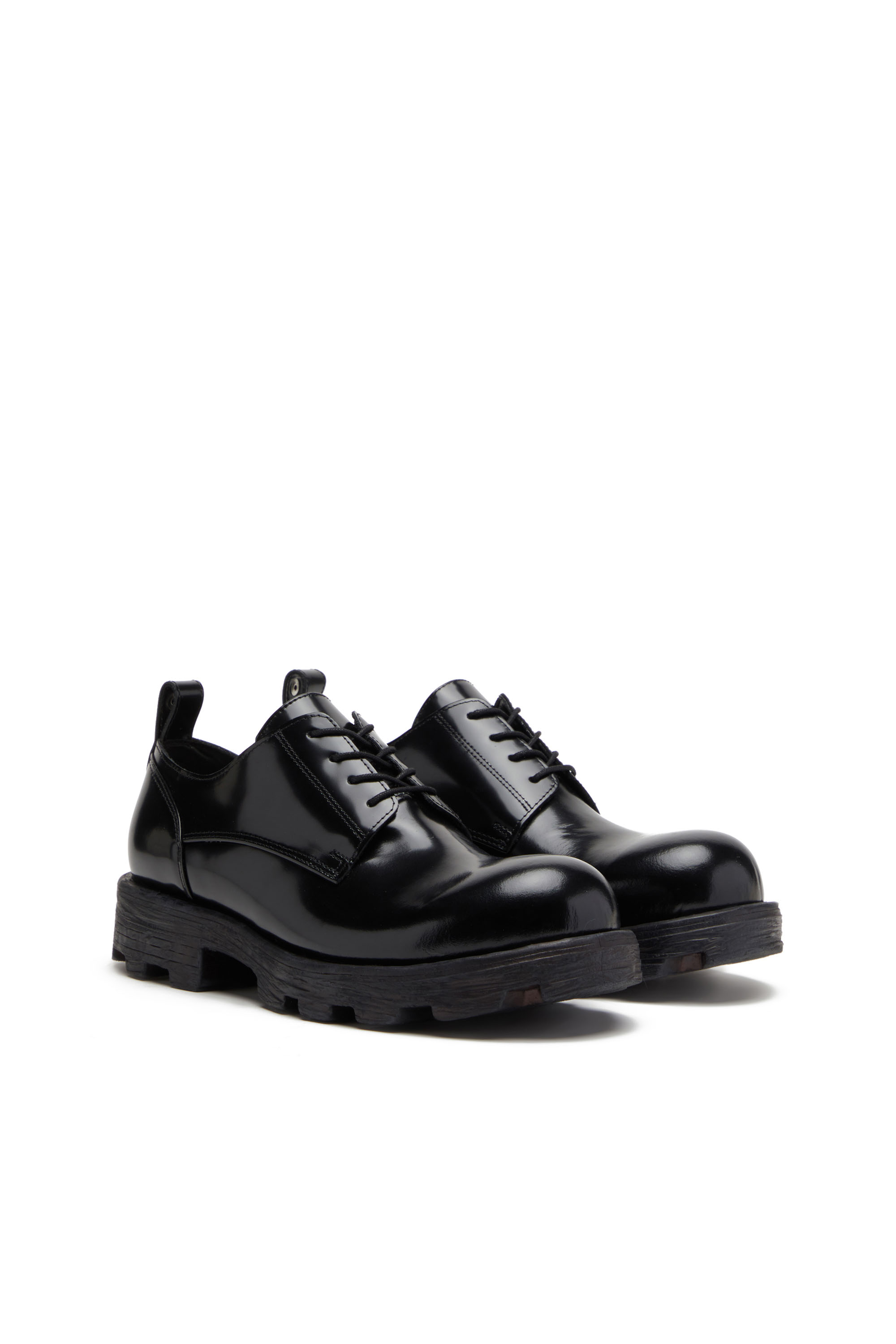 Diesel - D-HAMMER SH, Man's D-Hammer SH - Lace-up shoes in shiny leather in Black - 2