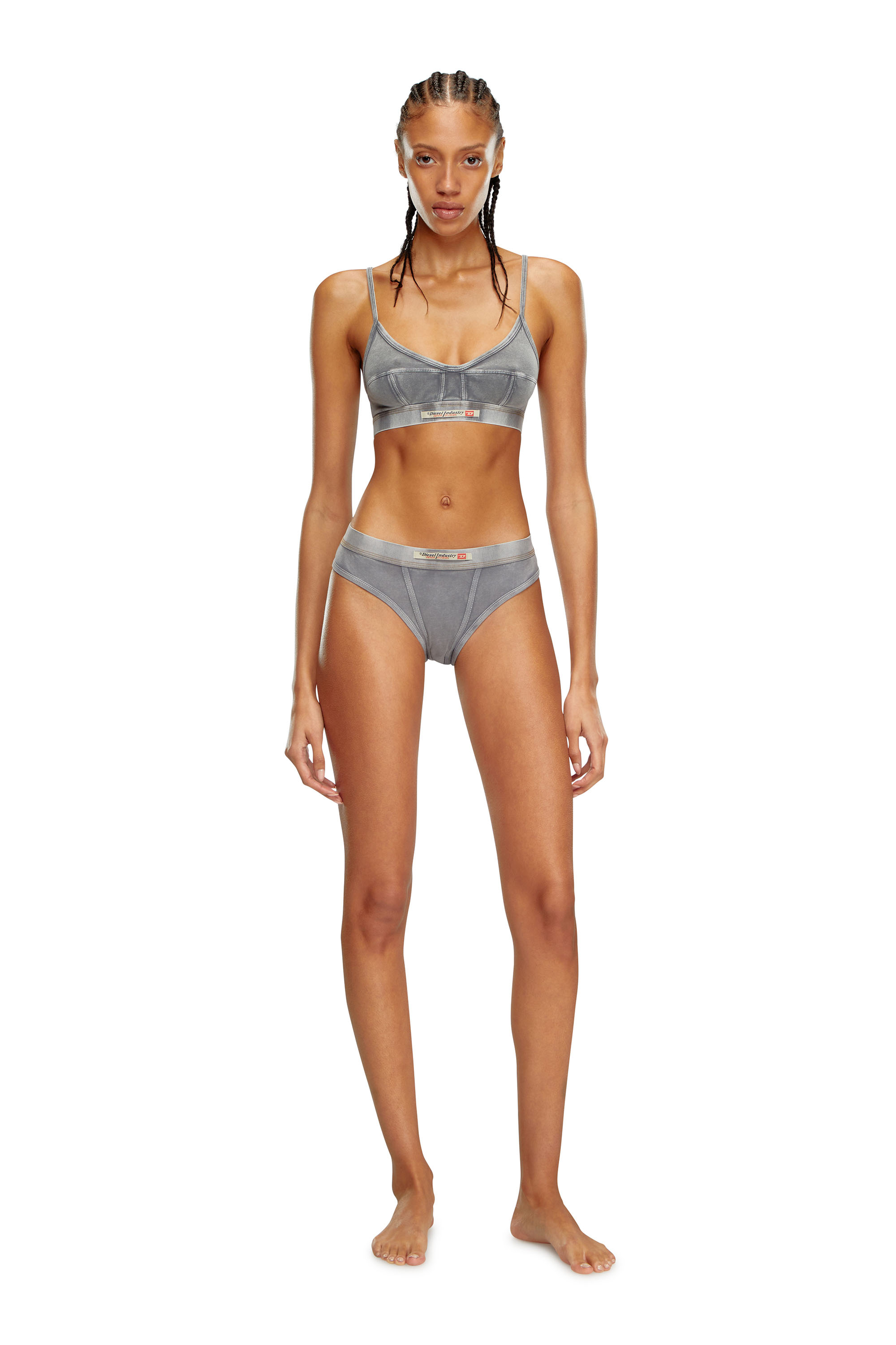 Diesel - UFSB-BILLIECUT-DT, Woman Cotton bralette with denim effect in Grey - Image 2