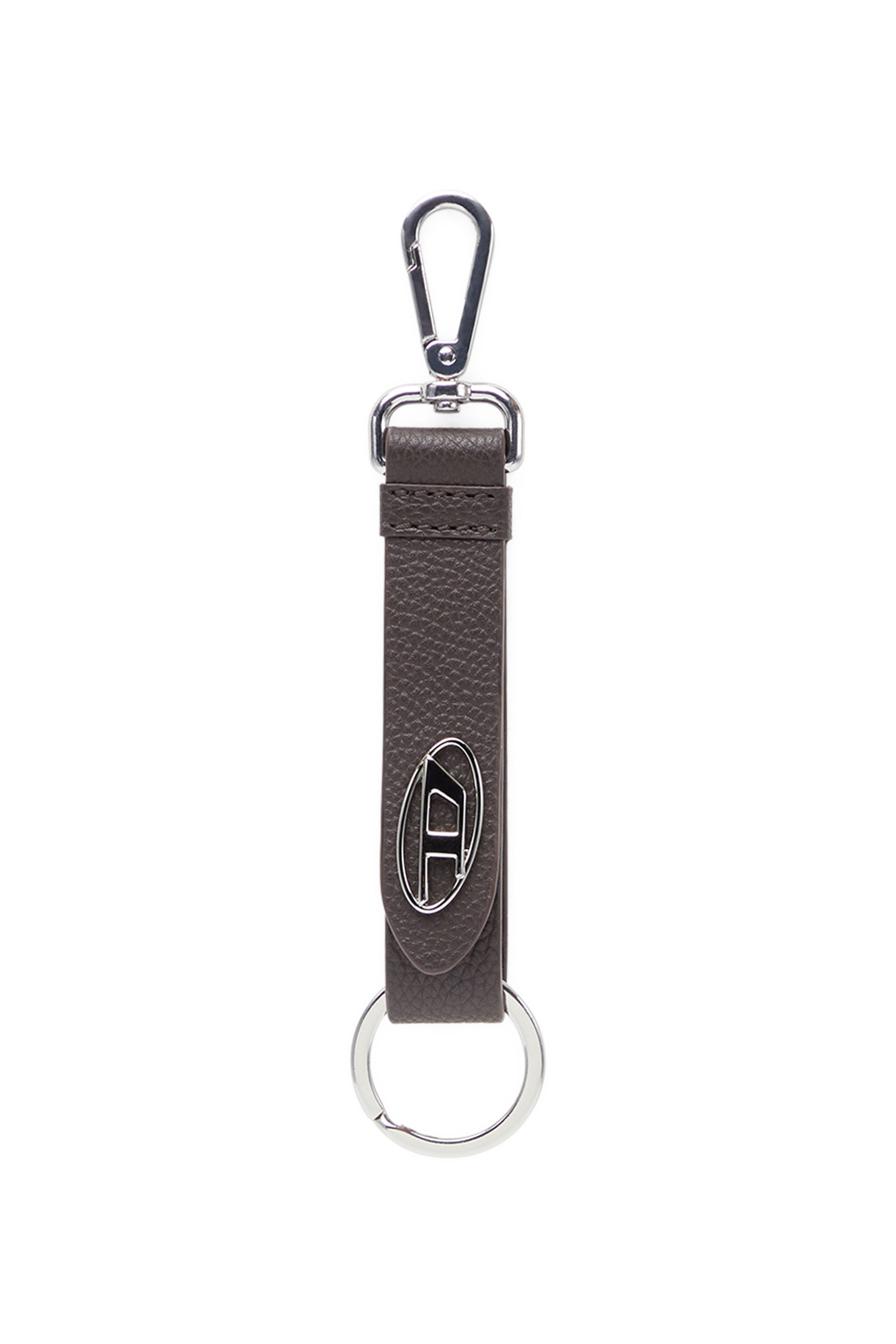 Diesel - KEY RING, Man Keyring in textured leather in Brown - Image 1