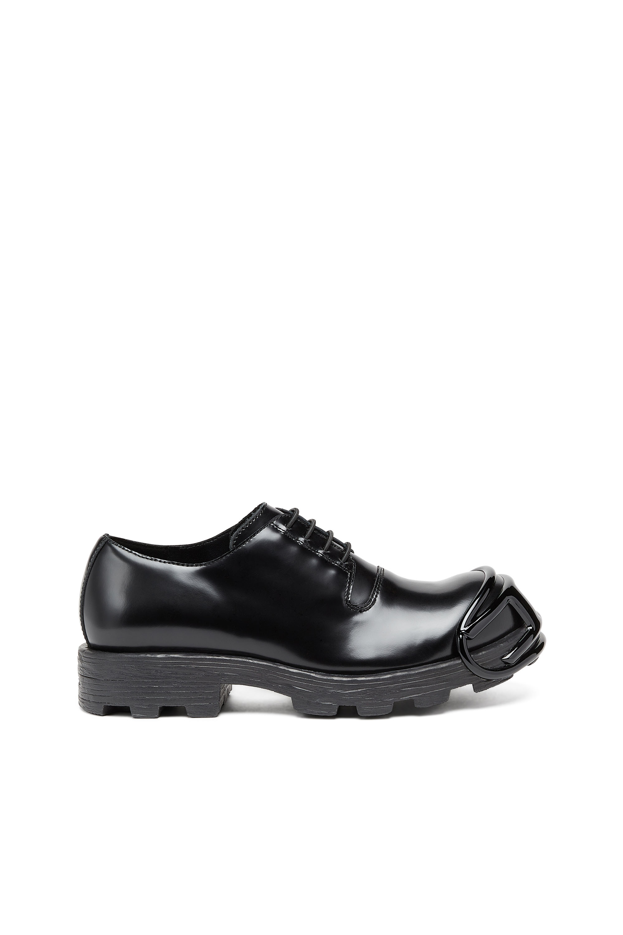 Diesel - D-HAMMER SO D, Man's D-Hammer-Leather lace-up shoes with oval D toe cap in Black - 1