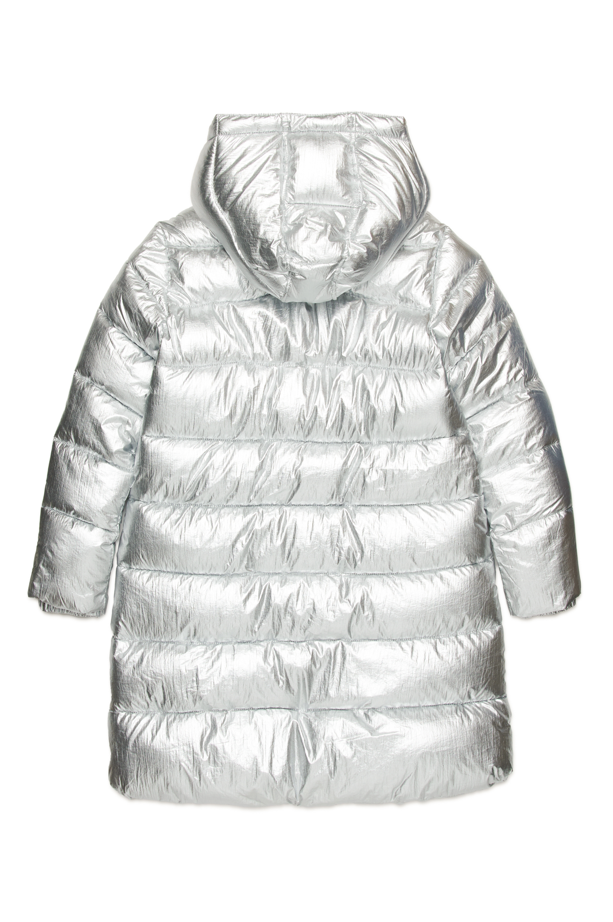 Diesel - JAUWTJANNIKHT39, Woman's Hooded puffer jacket in metallic nylon in Silver - 2