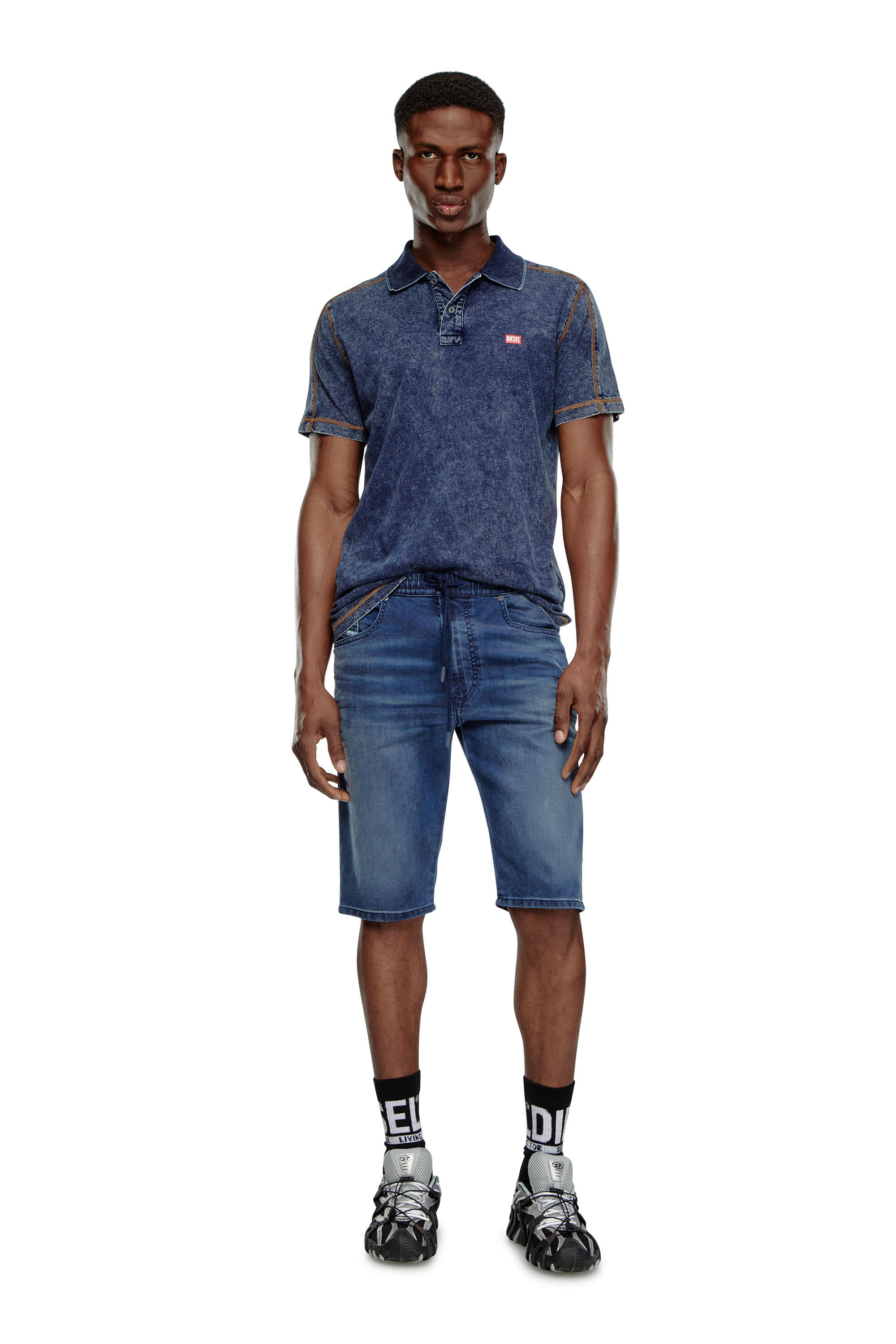 Diesel - 2033 D-KROOLEY-SHORT JOGG, Man Chino shorts in JoggJeans in Blue - Image 1