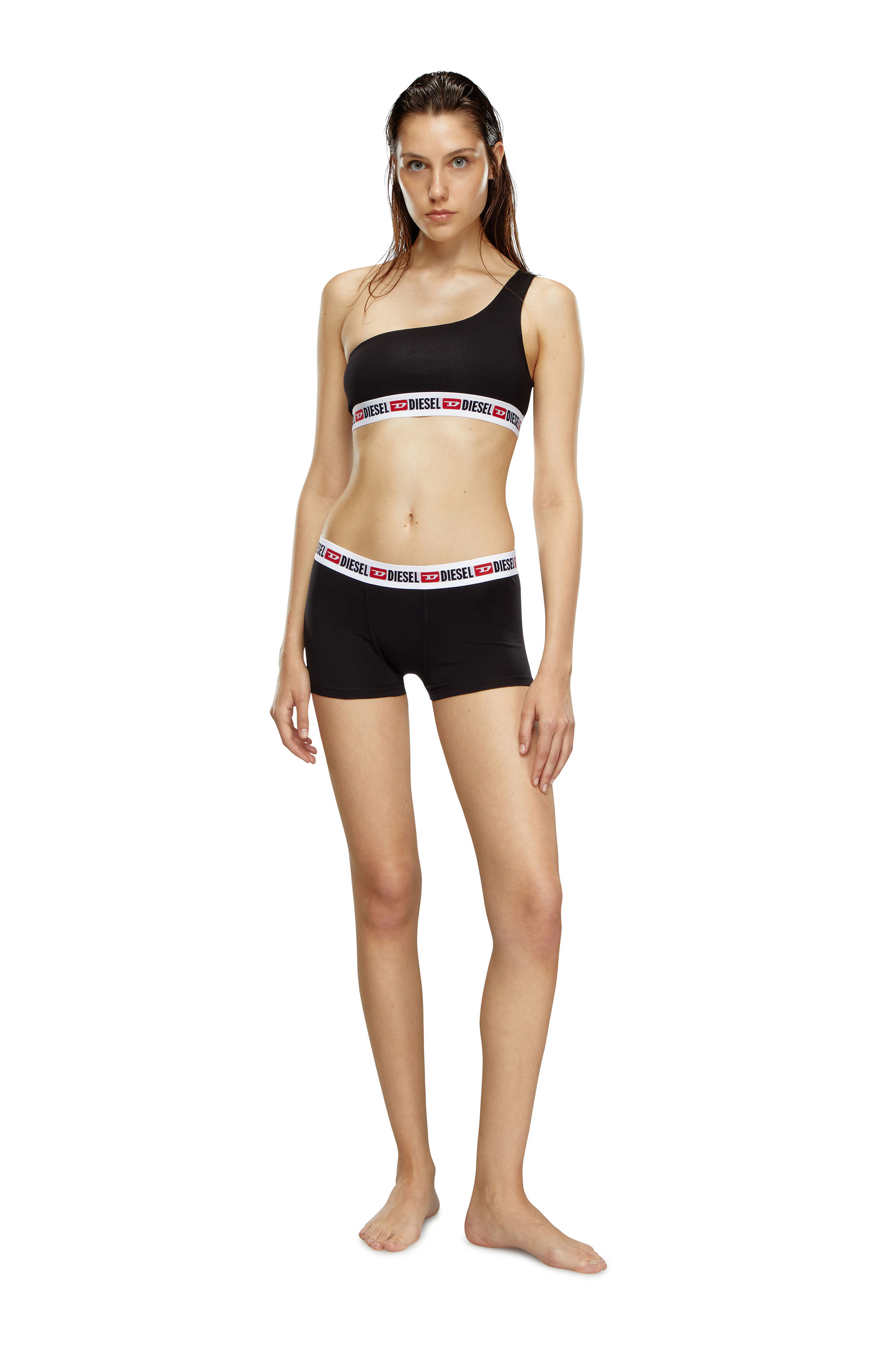 Diesel - UFPN-MYA, Woman Shorts  with logo waistband in Black - Image 1