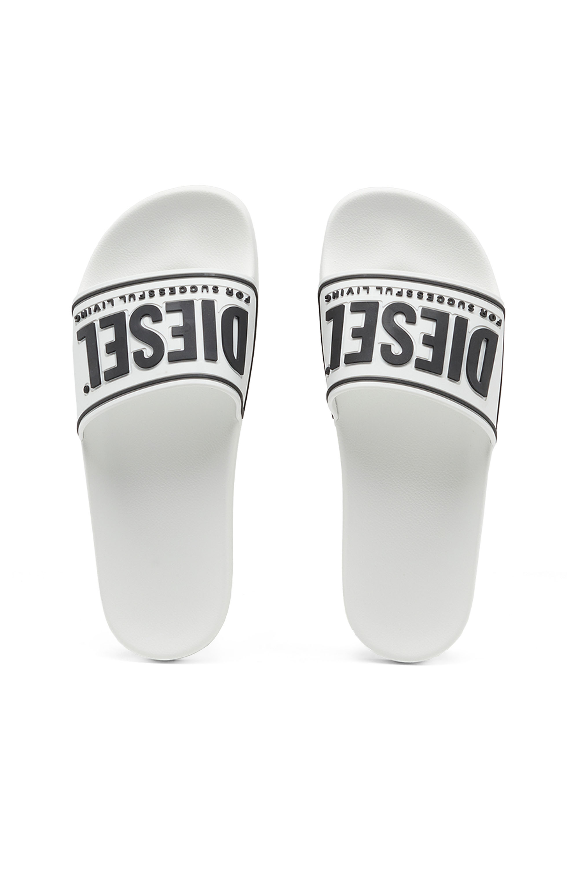 Diesel - SA-MAYEMI CC W, Woman Sa-Mayemi-Rubber slides with embossed logo in White - Image 5