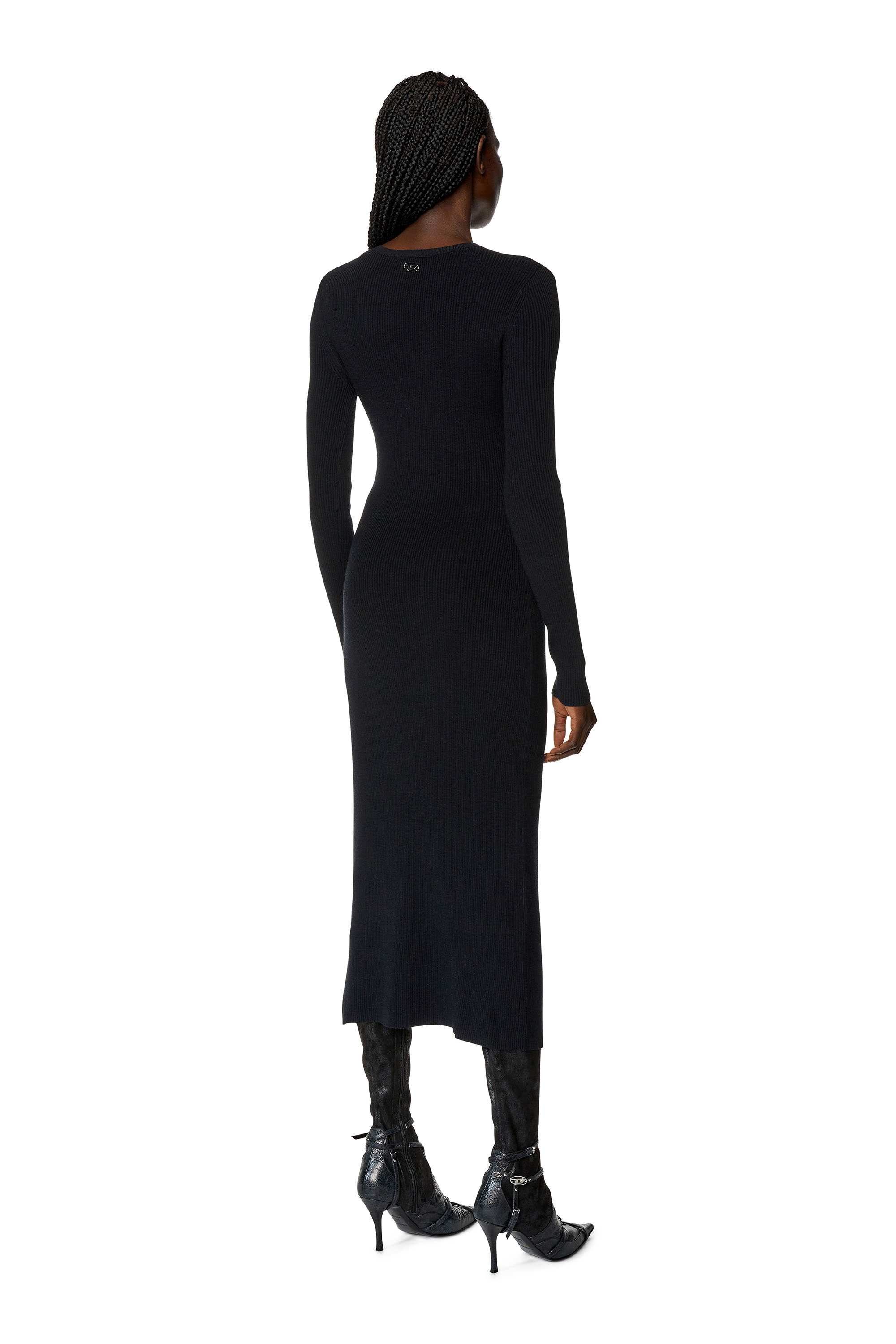 Diesel - M-PELAGOS, Woman Wool-blend dress with cut-out in Black - Image 3