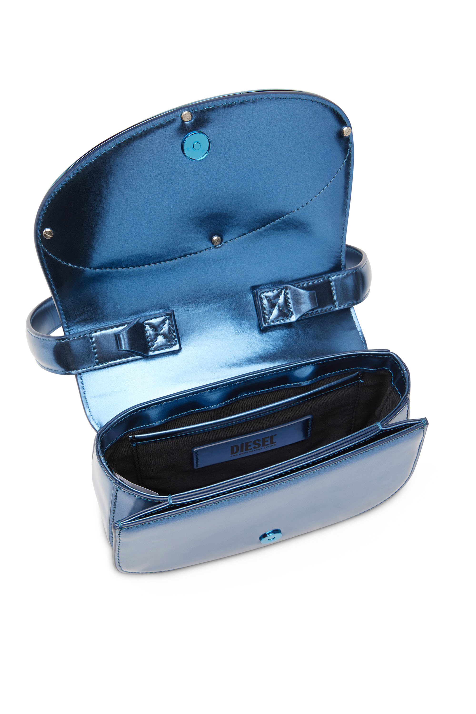 Diesel - 1DR, Woman's 1DR-Iconic shoulder bag in mirrored leather in Blue - 4