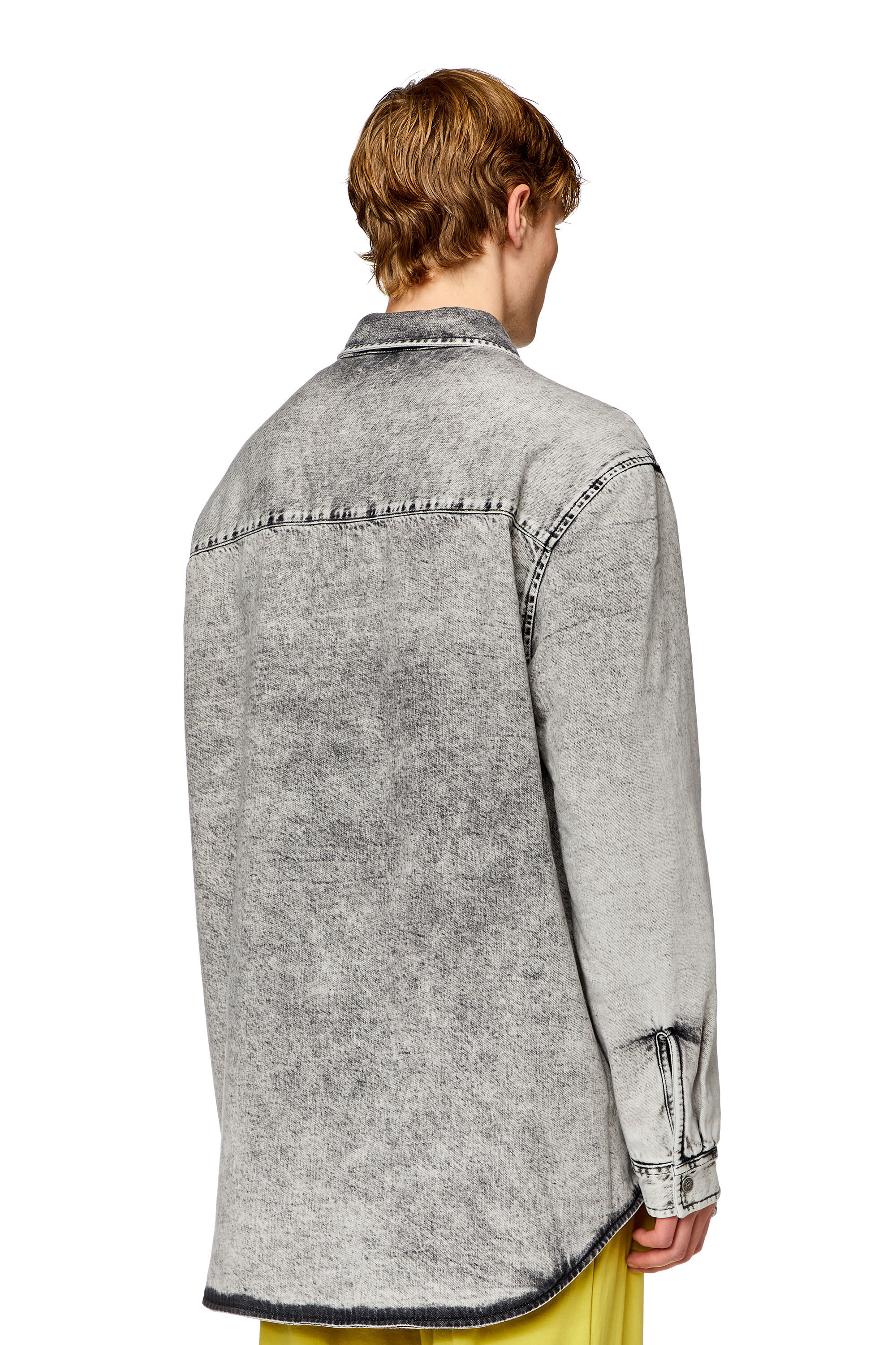 Diesel - D-FLAIM-S, Man Padded overshirt in tailored denim in Grey - Image 4