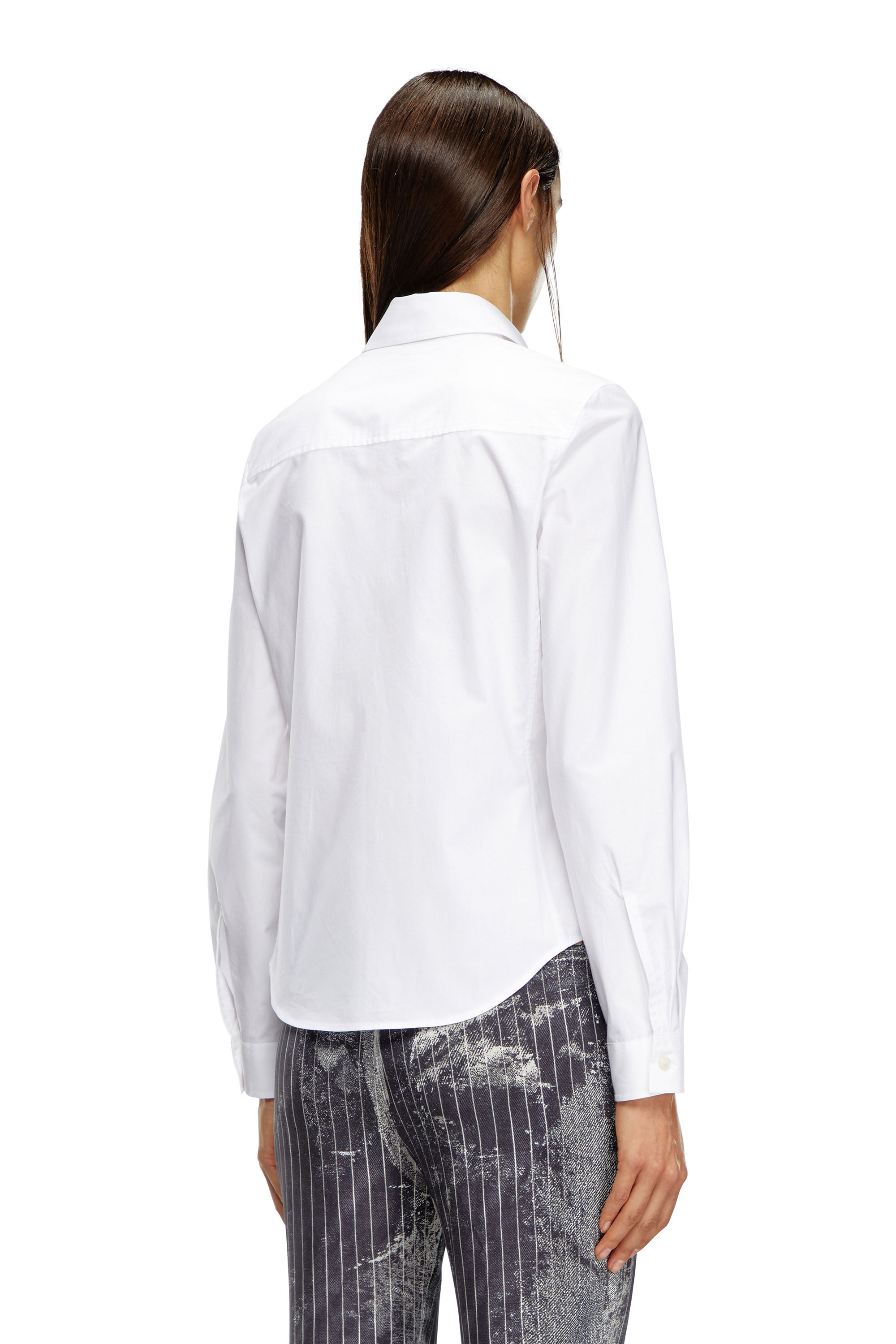 Diesel - C-GISEL-P1, Woman Shirt with logo-embroidered collar in White - Image 4