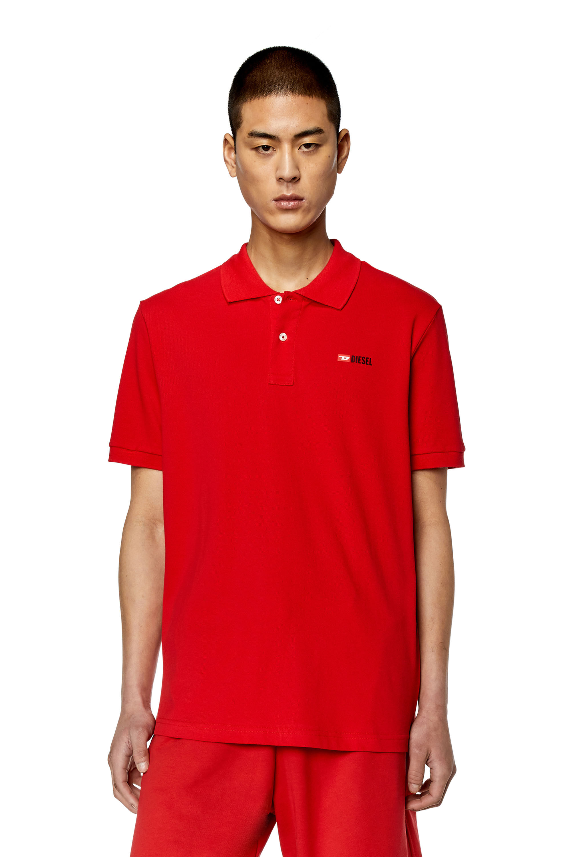 Diesel - T-SMITH-DIV, Man Polo shirt with high-density logo print in Red - Image 3