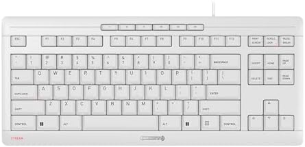 CHERRY Stream Keyboard TKL Wired USB Keyboard TenKeyLess Compact Version without Number Pad. Super Silent Keystroke. Ideal for Office and Industrial Use. White