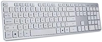 BFRIENDit Wireless Keyboard with Cover/Protector Skin, Ultra Slim Quiet Scissors Keys 2.4GHz Wireless Computer Keyboard for Windows 10/8/7/Vista, Microsoft & PC, Smart TV, RF1430K - Silver White