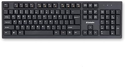 Verbatim Slimline Wireless Keyboard 2.4GHz USB Plug-and-Play Numeric Keypad Adjustable Tilt Legs Wireless Full-Size Computer Keyboard Compatible with PC, Laptop -Frustration Free Packaging Black 70738