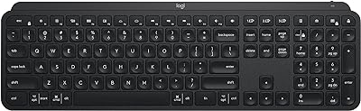 Logitech MX Keys Advanced Wireless Illuminated Keyboard, Tactile Responsive Typing, Backlighting, Bluetooth, USB-C, Apple macOS, Microsoft Windows, Linux, iOS, Android, Metal Build (Black)