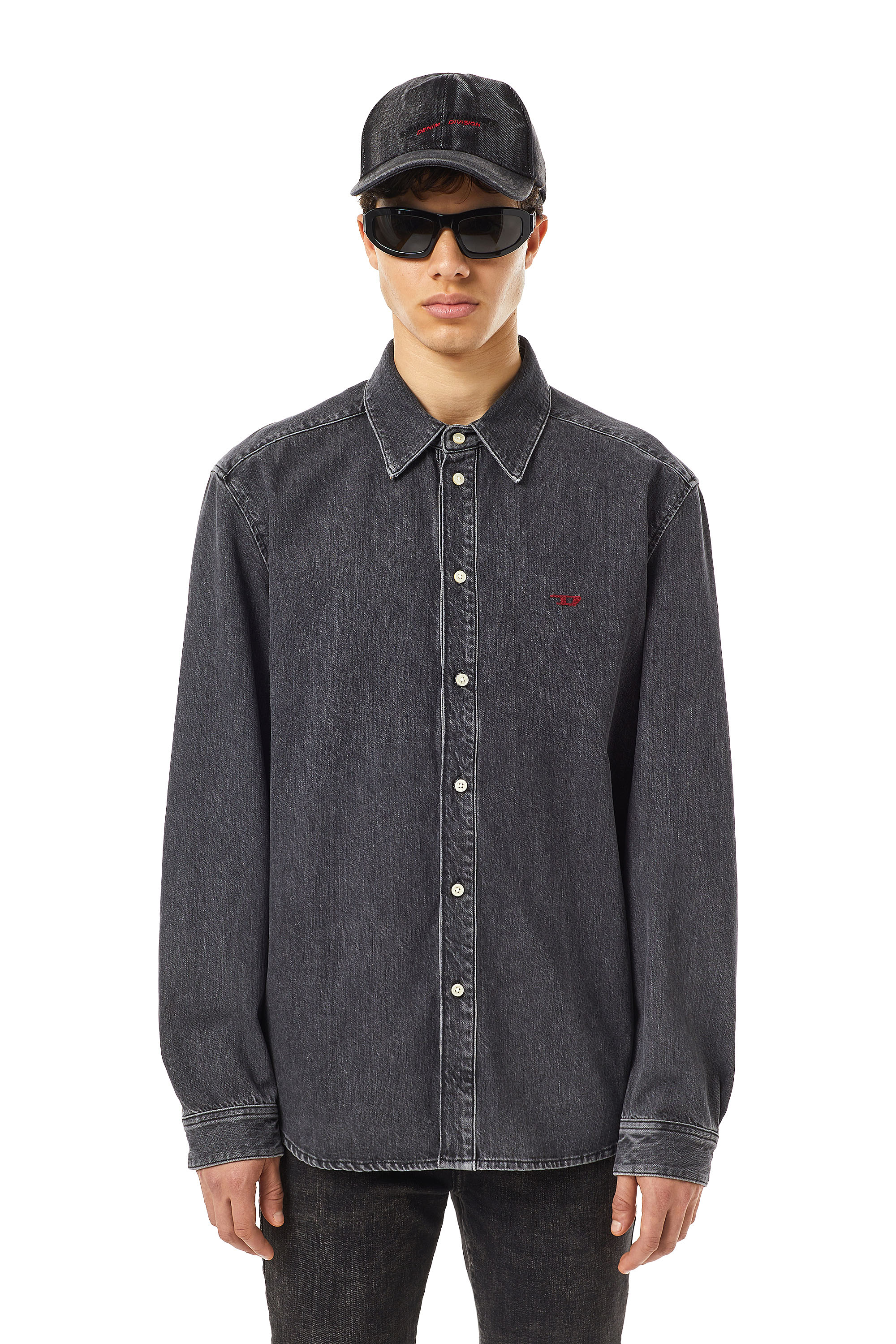 Diesel - D-SIMPLY BASIC SHIRT, Man Shirt in denim in Black - Image 1