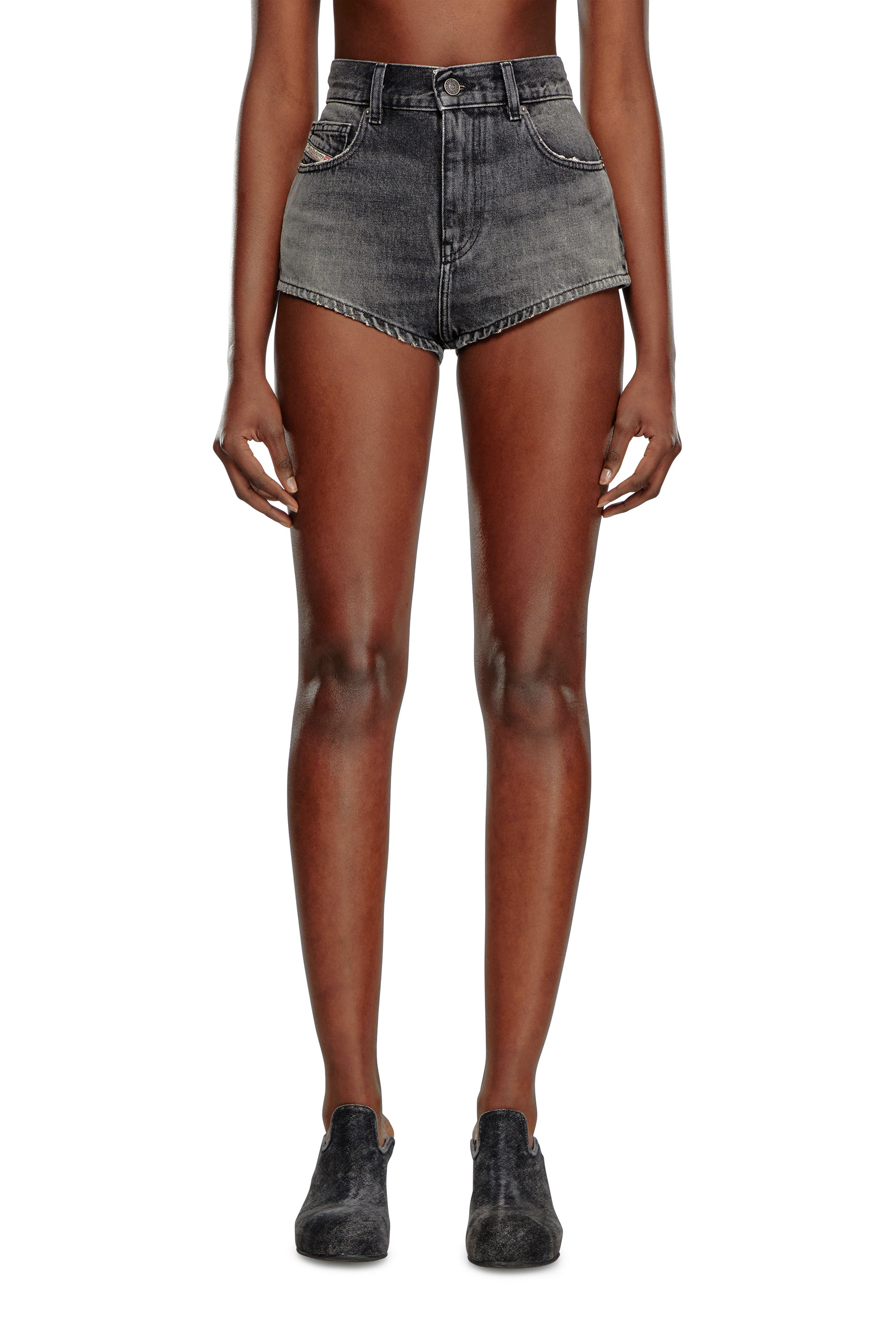 Diesel - DE-LUNAR, Woman Hotpants in denim in Black - Image 1